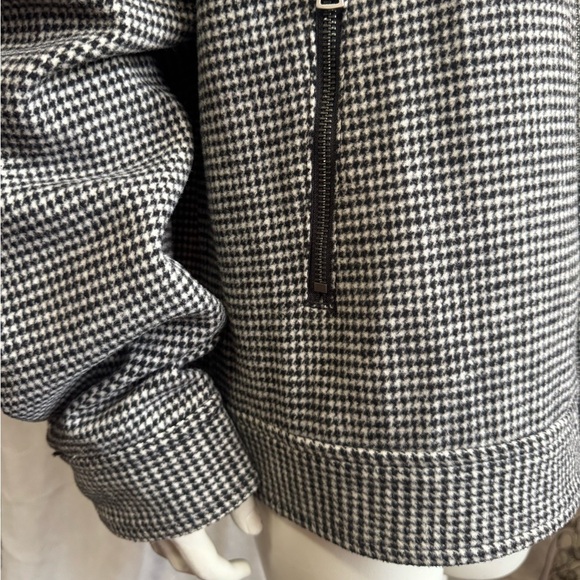 H&M Houndstooth Bomber Jacket Black + White - Wool Blend - Full Zip -Men’s Large - Picture 8 of 16